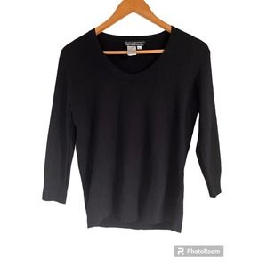 QUEST-CE QUE CEST PARIS LONDON NEW YORK KNITTED 3/4 SLEEVE TOP BLOUSE SZ LARGE